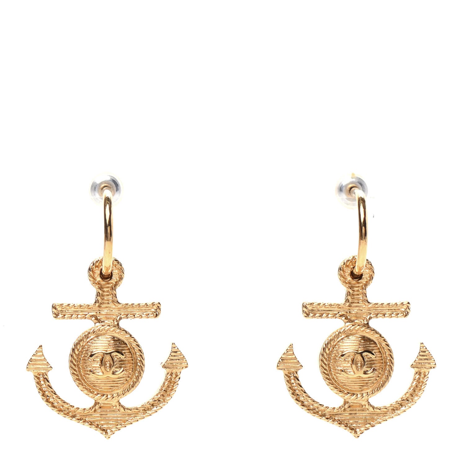 Chanel Metal Anchor CC Earrings Gold 1 of 4