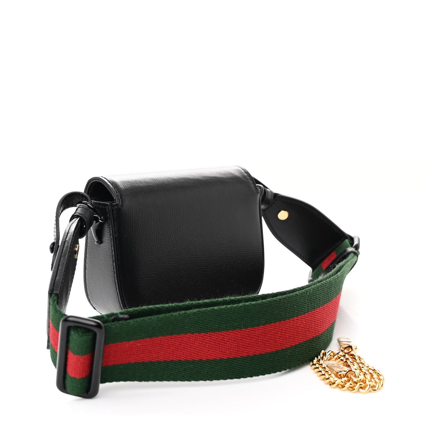 Azalea Calfskin Web Monochrome Horsebit 1955 Wallet On Strap Black