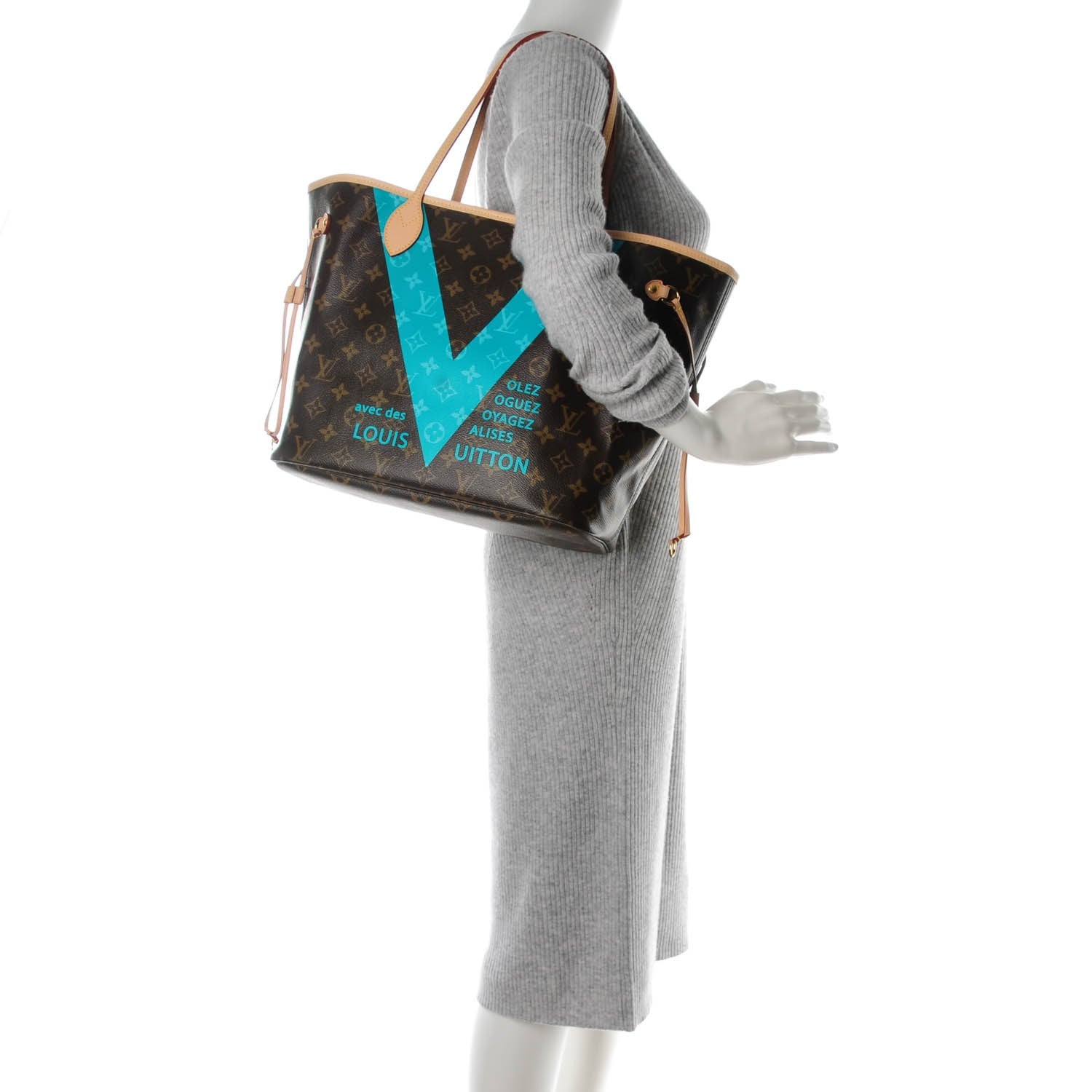 Louis Vuitton Monogram V Neverfull MM Turquoise 2 of 8