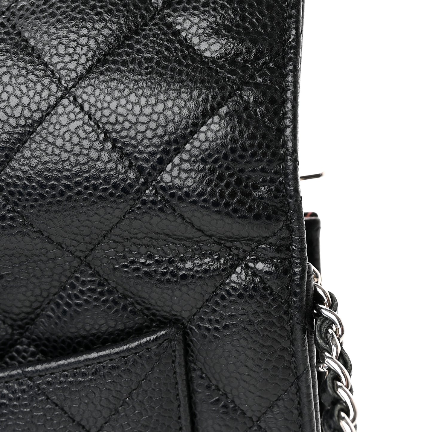 Caviar Quilted Wallet on Chain WOC Black