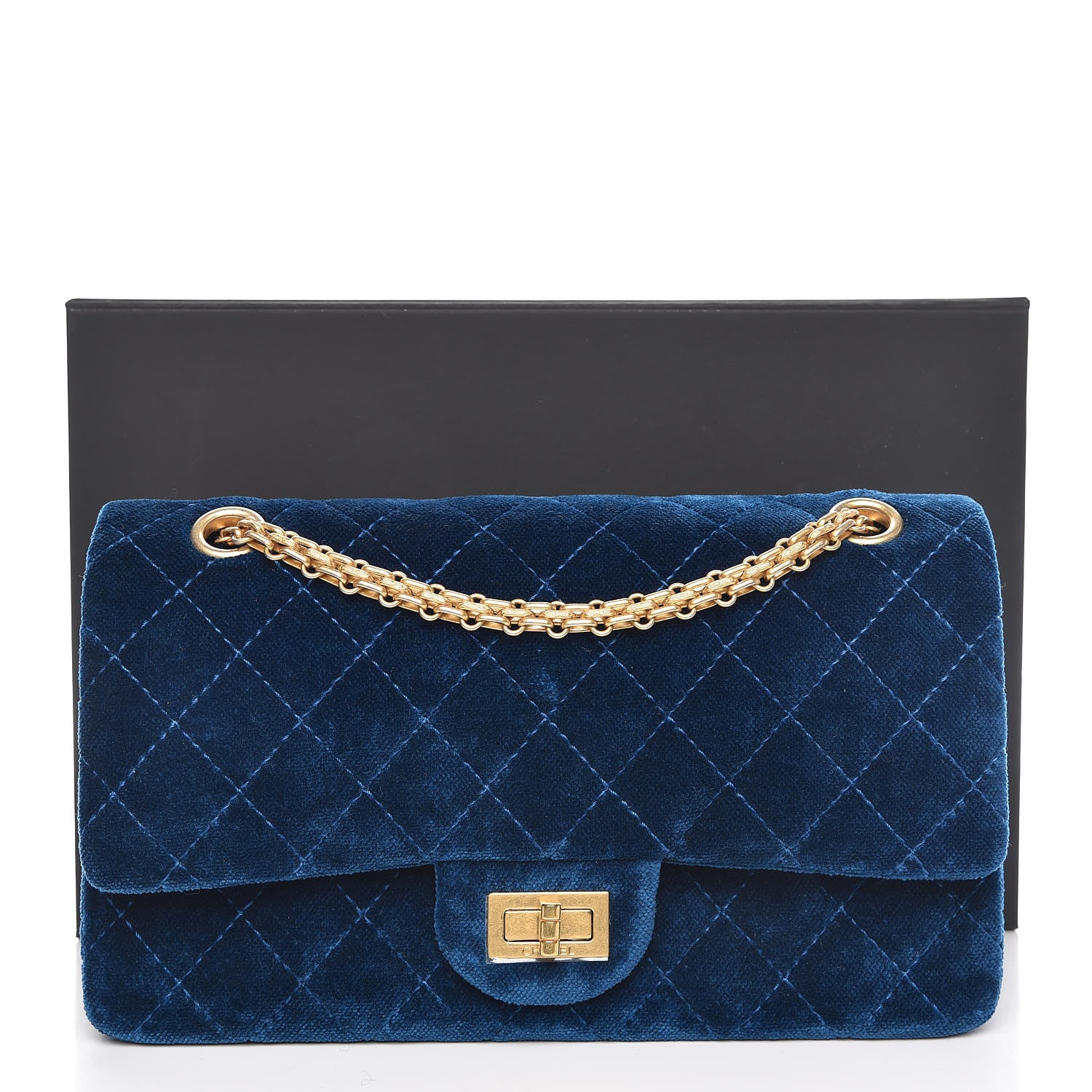 Chanel Velvet Quilted 2.55 Reissue 225 Flap Blue 10 of 10