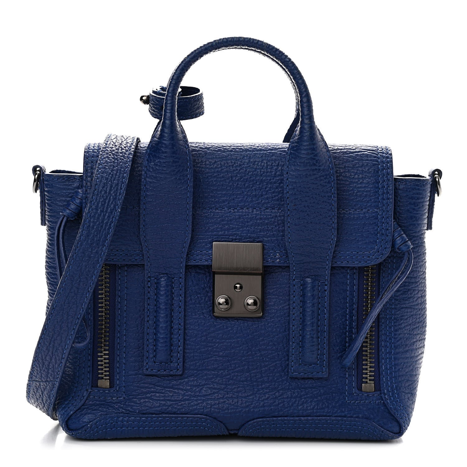 3.1 Phillip Lim Textured Calfskin Mini Pashli Satchel Cobalt 1 of 9