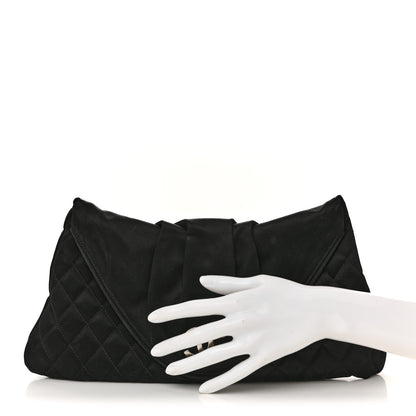 Chanel Satin Quilted Flap Clutch Black 2 of 8