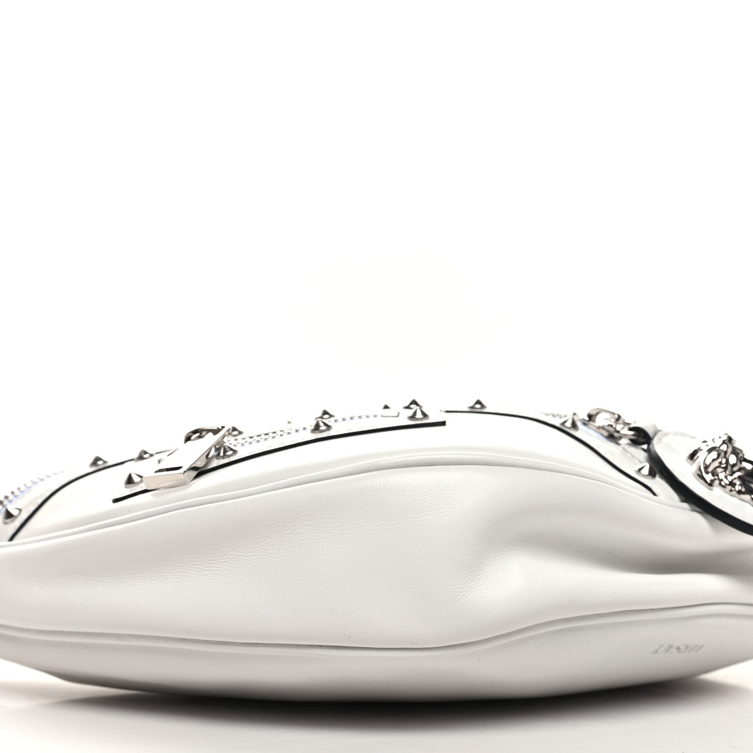 Versace Calfskin Studded Small Repeat Zip Hobo White 8 of 9