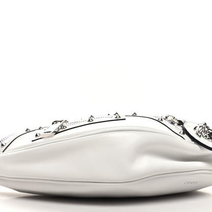 Versace Calfskin Studded Small Repeat Zip Hobo White 8 of 9
