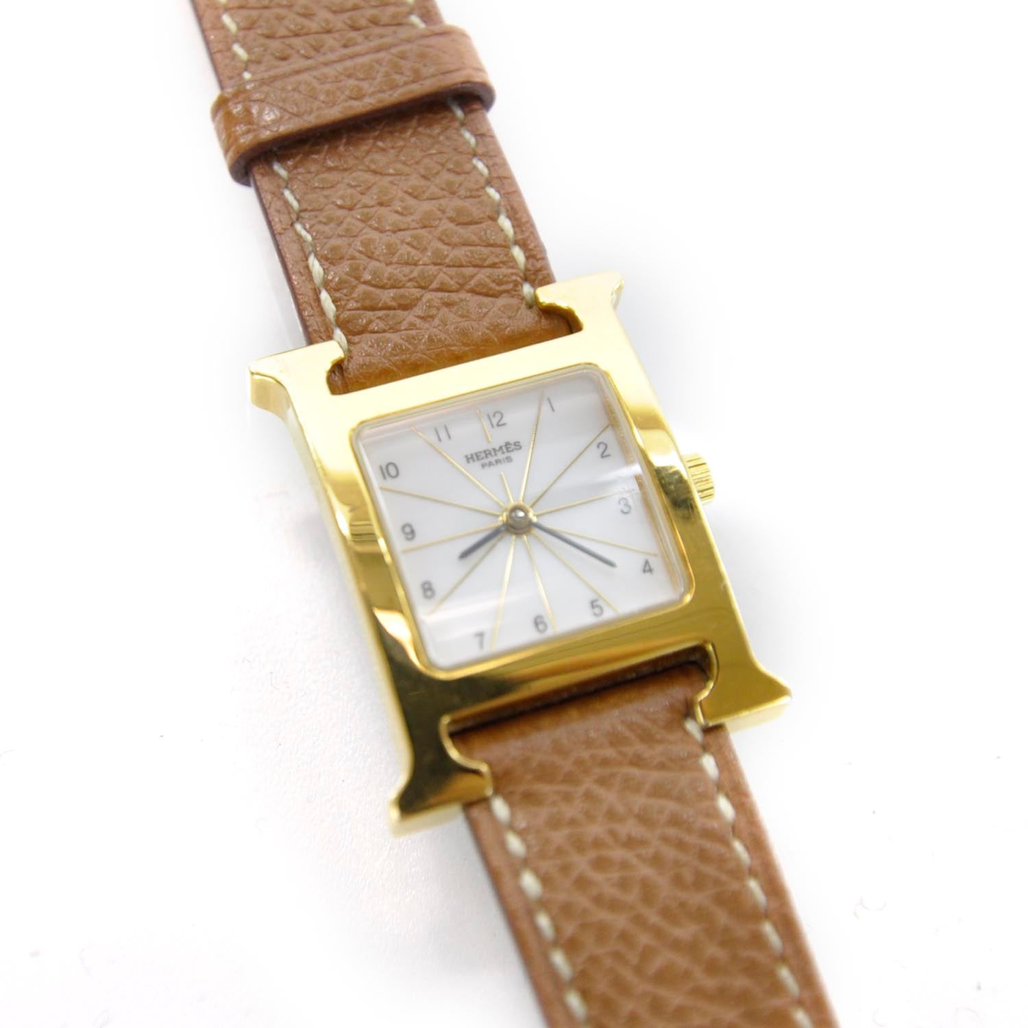 Hermes Stainless Steel Epsom 21mm Heure H Hour Quartz Watch Gold 6 of 6