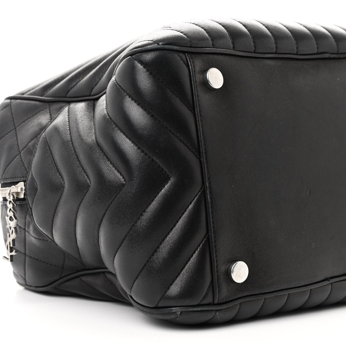 Lambskin Mixed Matelasse Joan Bowling Bag Black