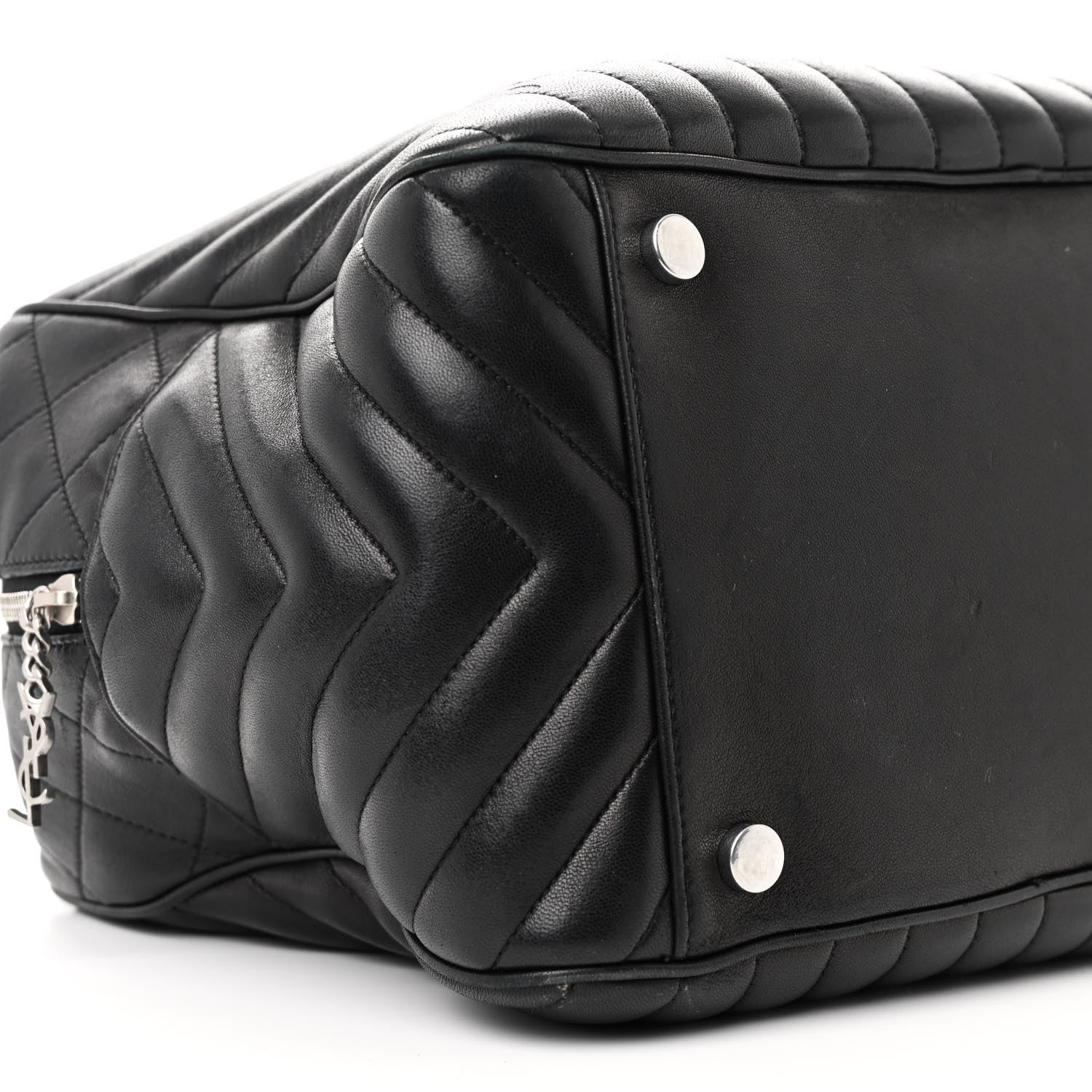 Saint Laurent Lambskin Mixed Matelasse Joan Bowling Bag Black 9 of 12