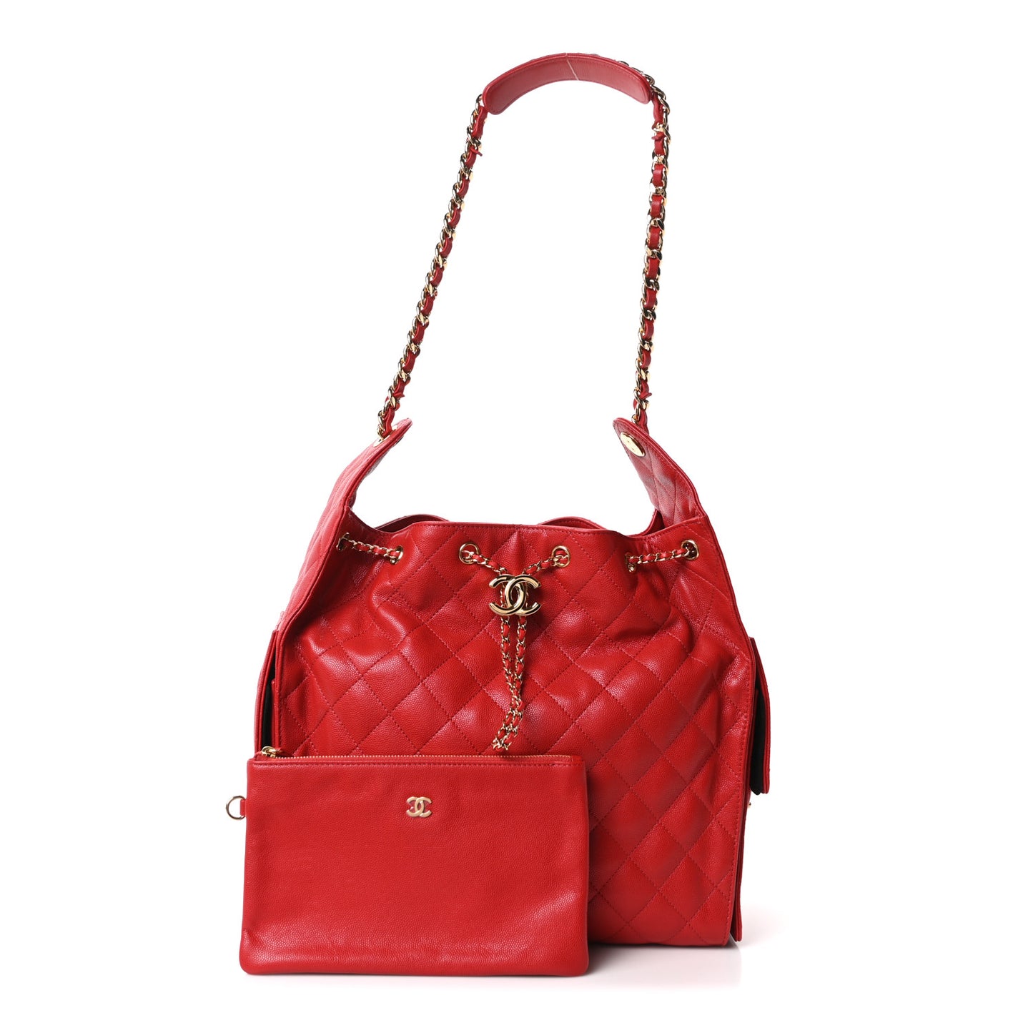 Caviar Quilted Medium Chanel 25 Handbag Red