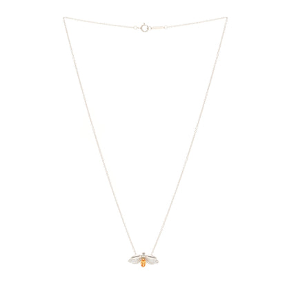 Tiffany Platinum 18K Yellow Gold Diamond Spessartine Paper Flowers Firefly Pendant Necklace 3 of 5
