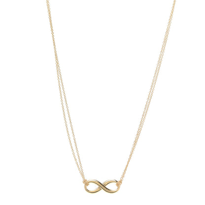 Tiffany 18K Yellow Gold Infinity Double Chain Pendant Necklace 1 of 6