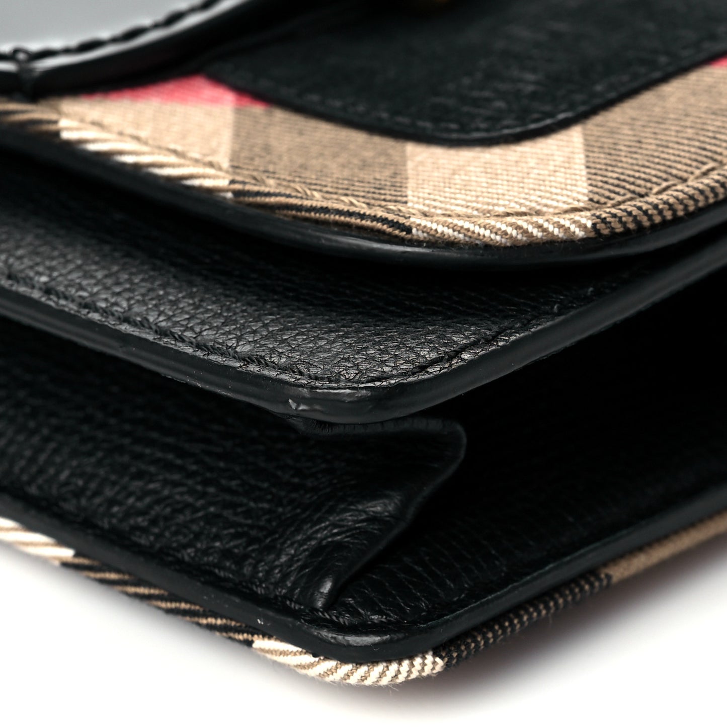 House Check Calfskin Mini Buckle Phone Crossbody Bag Black
