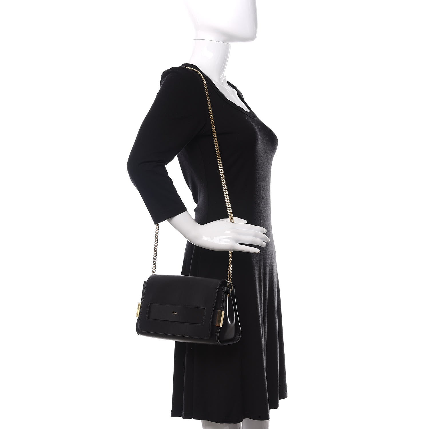 Chloe Lambskin Medium Elle Chain Clutch Black 2 of 13