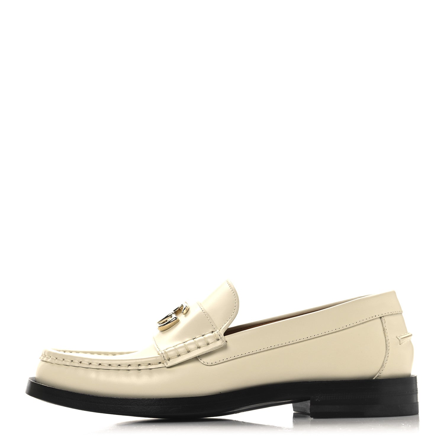 Gucci Calfskin Womens Horsebit Moccasin Loafers 37.5 New Ivoire 1 of 10