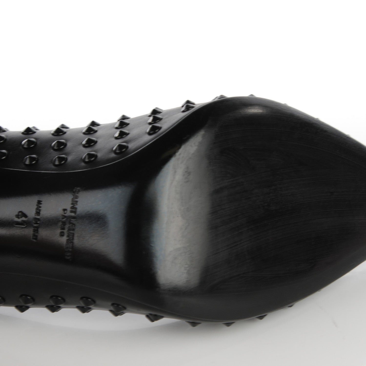 Saint Laurent Calfskin Paris Spiked 105 Pumps 41 Black 2 of 10