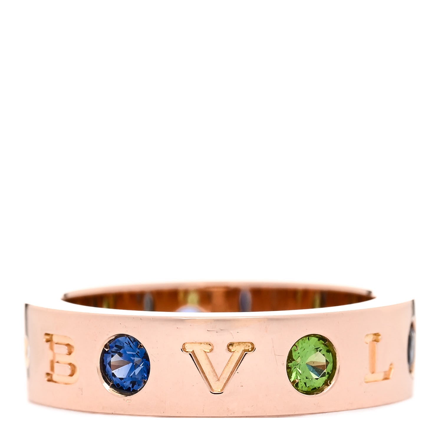 Bulgari 18K Rose Gold Diamond Sapphire Tsavorite Garnet Roman Sorbet Band Ring 51 5.75 1 of 4