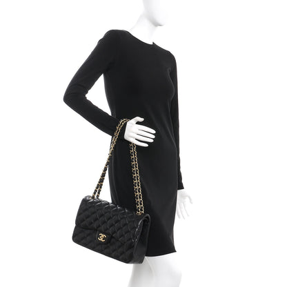 Chanel Lambskin Quilted Jumbo Double Flap Black 3 of 9