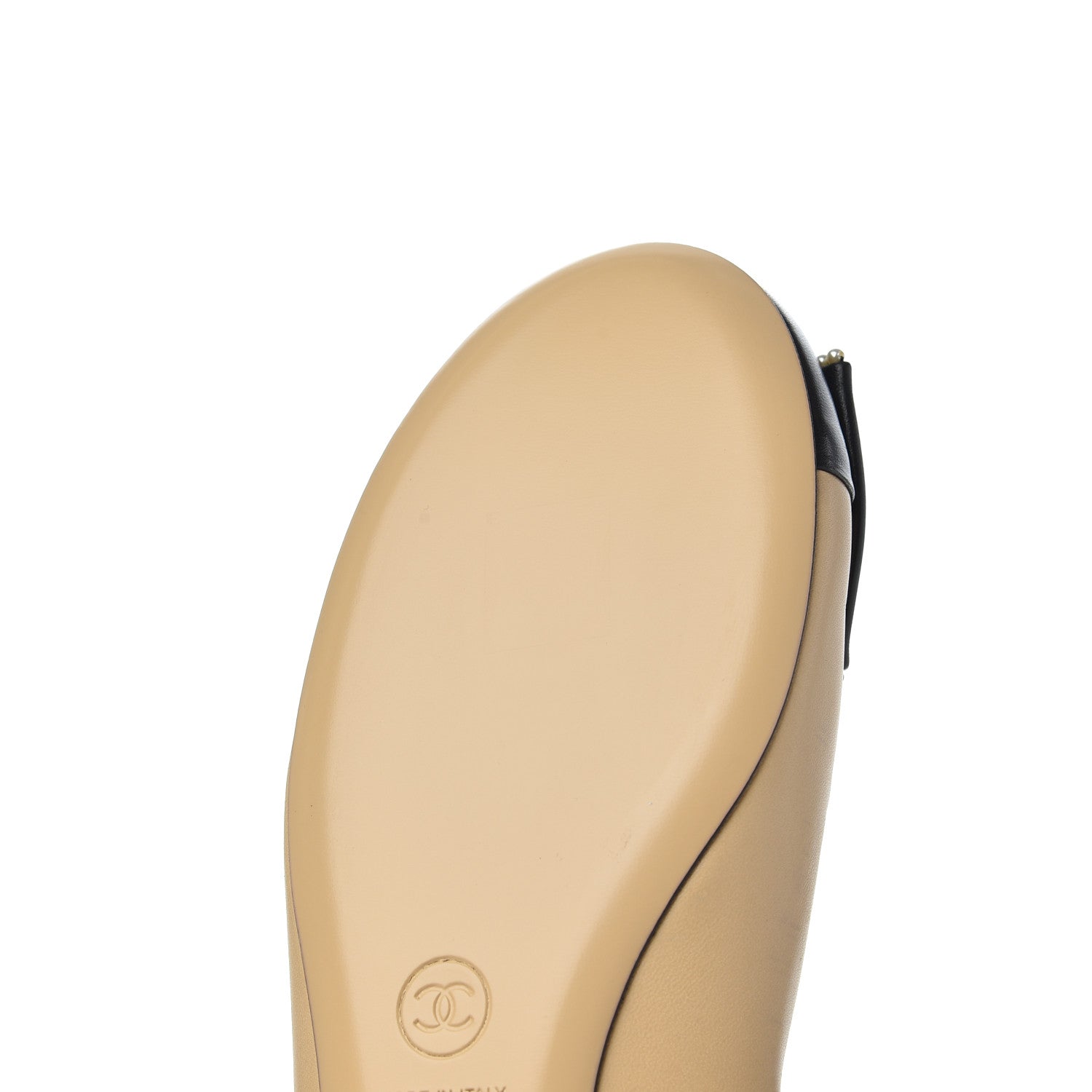 Chanel Lambskin Pearl Bow Ballerina Flats 40 Beige Black 16 of 18