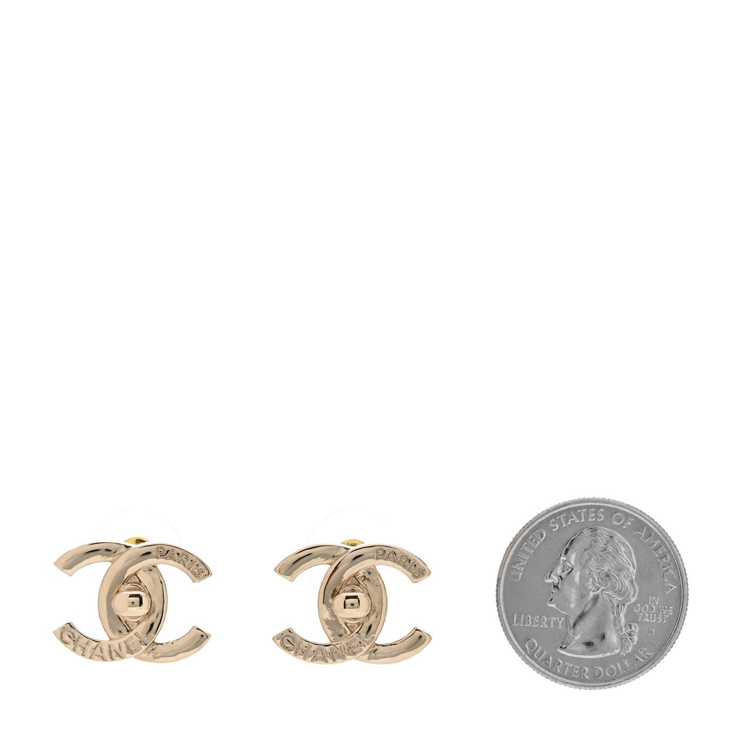 Chanel Metal Logo CC Turnlock Earrings Gold 2 of 4