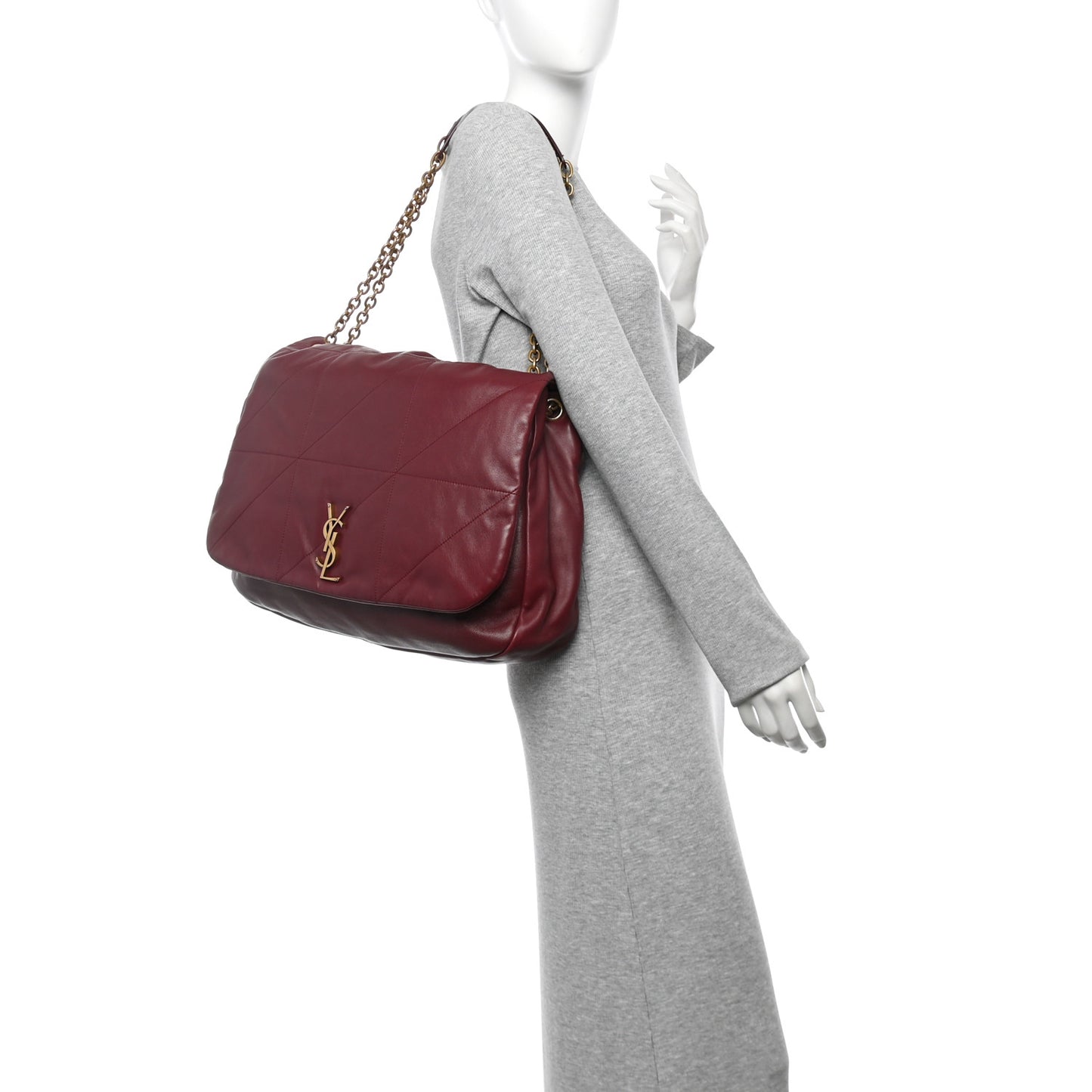 Lambskin Matelasse Monogram Large Jamie 4.3 New Dark Bordeaux