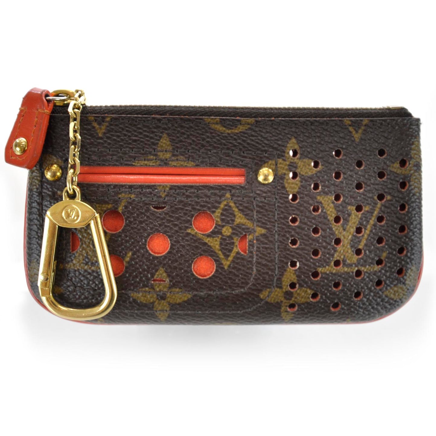 Monogram Perforated Key Pouch Orange