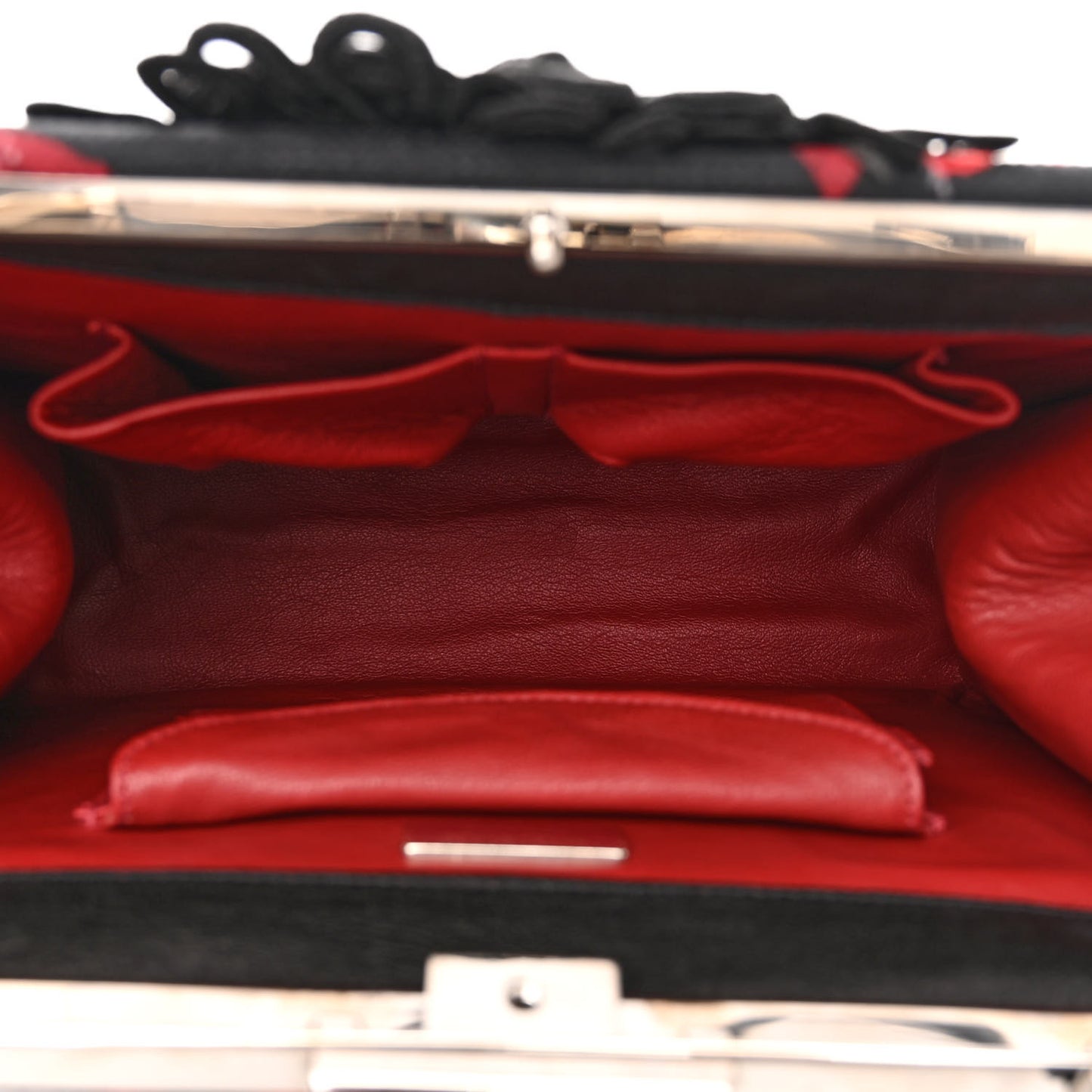 Canapa Borsa Cerniera Hibiscus Top Handle Framed Bag Black Rosa