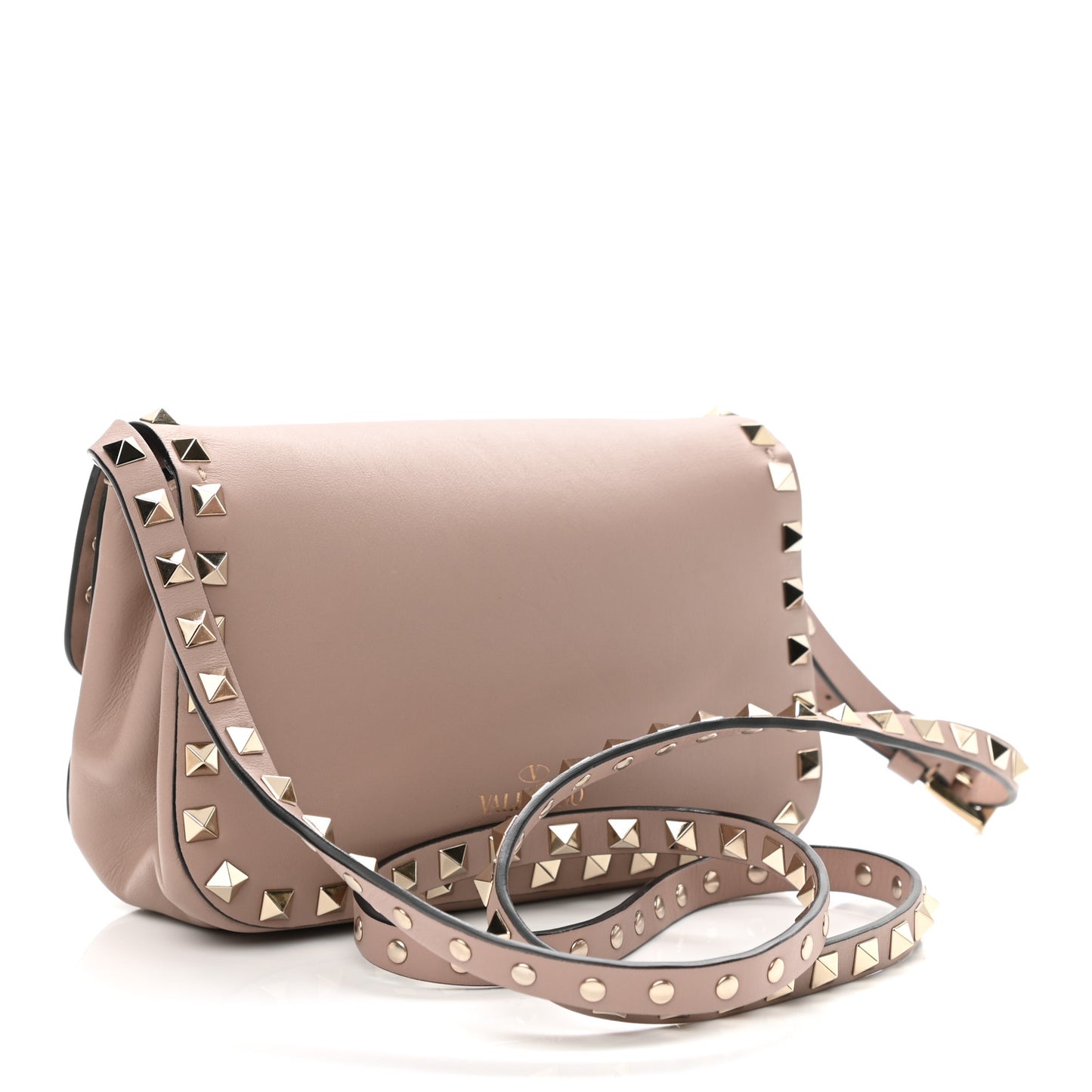 Calfskin Mini Rockstud Crossbody Bag Poudre
