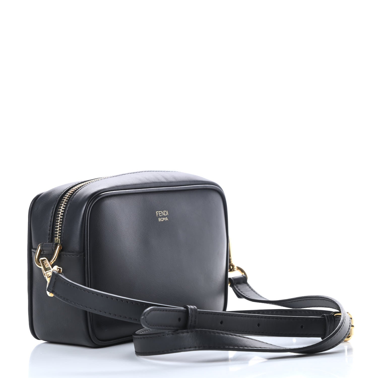 Fendi Vitello Century Bi-Color FF 1974 Embossed Mini Camera Case Maya Black 3 of 11