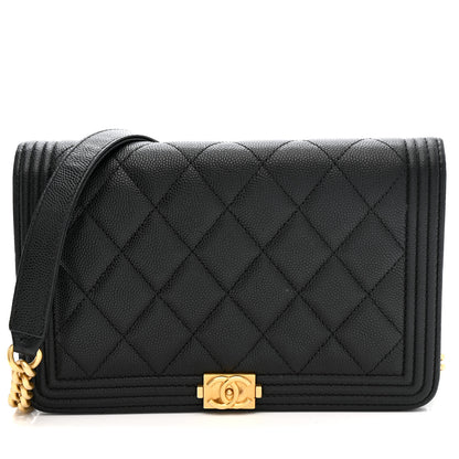 Chanel Caviar Quilted Boy Wallet On Chain WOC Black 9 of 12