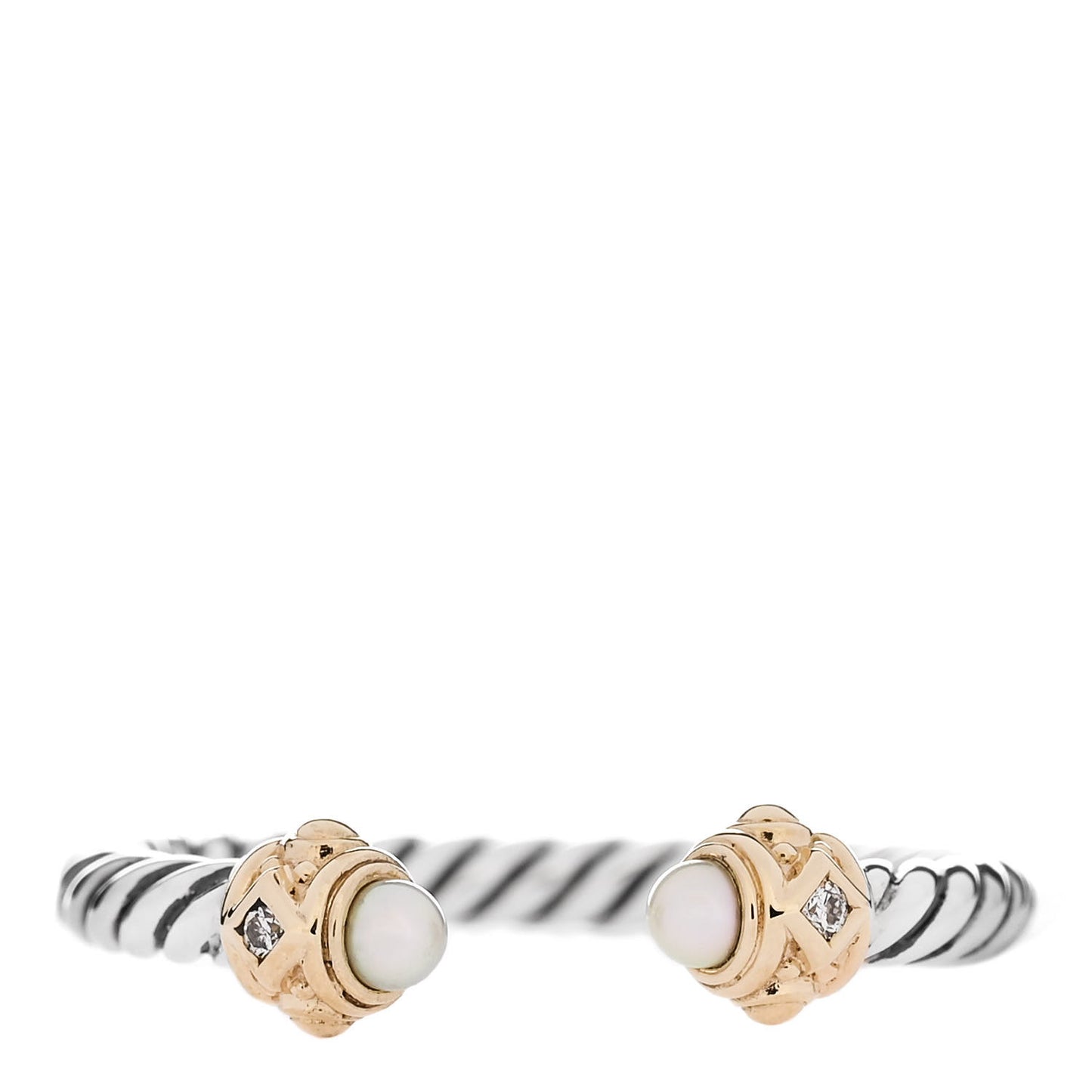 Sterling Silver 14K Yellow Gold Diamond Pearl Renaissance Ring 52 6