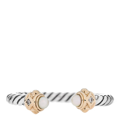 David Yurman Sterling Silver 14K Yellow Gold Diamond Pearl Renaissance Ring 52 6 1 of 5