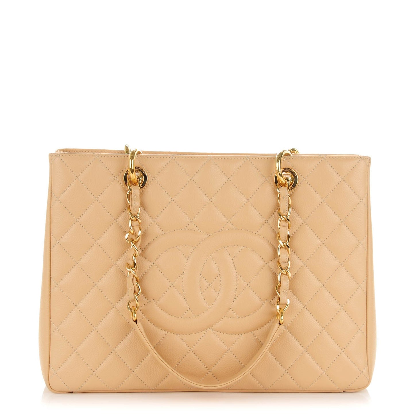 Caviar Quilted Grand Shopping Tote GST Beige Clair