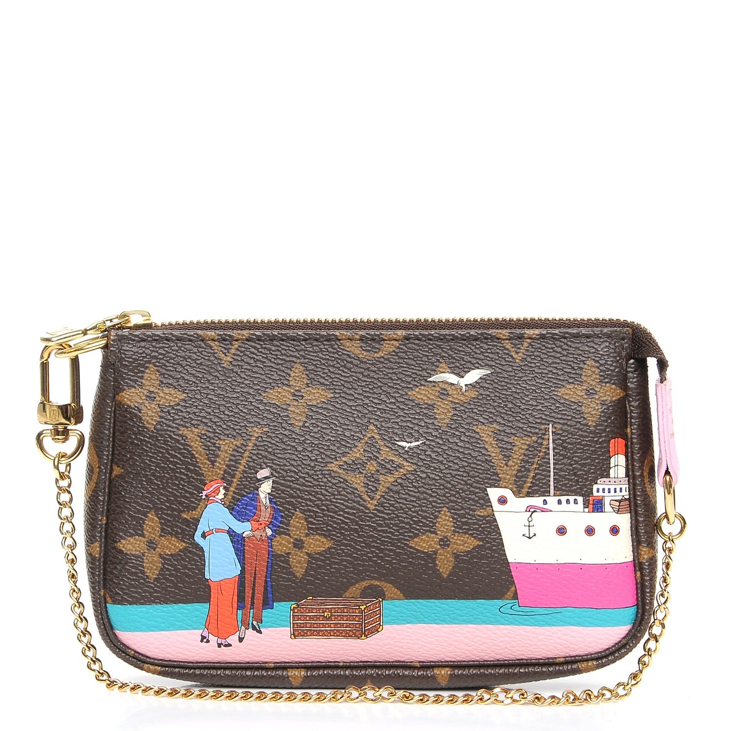 Monogram 2016 Christmas Animation Mini Pochette Accessories Rose Ballerine
