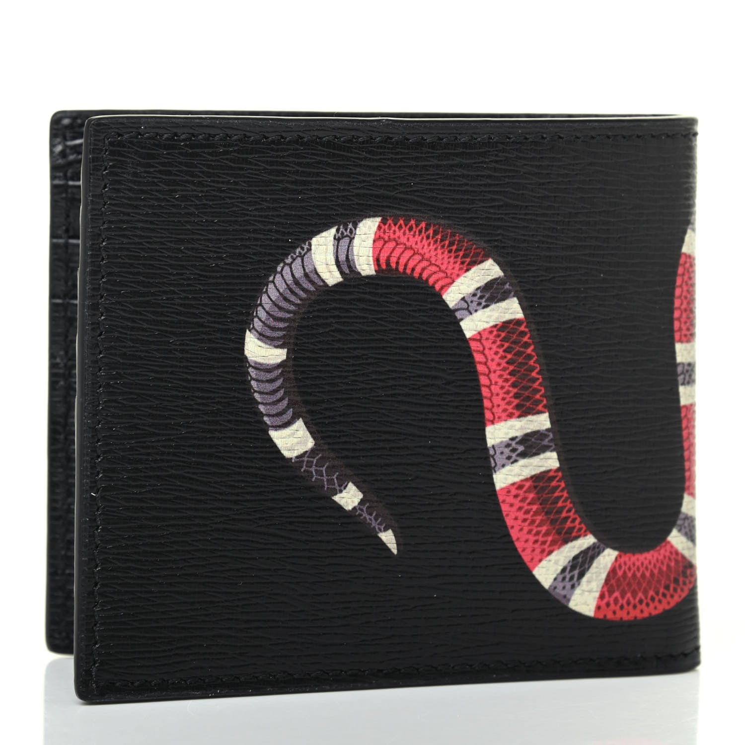 Gucci Shangai Calfskin Kingsnake Bi-Fold Wallet Black 3 of 4