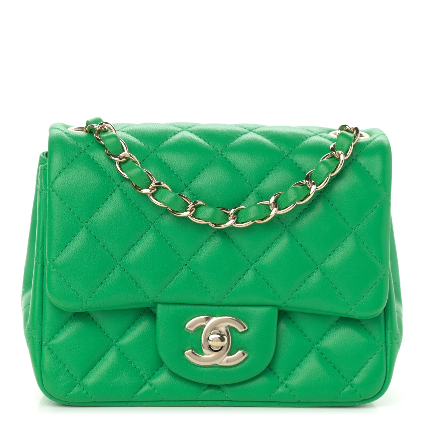 Chanel Lambskin Quilted Mini Square Flap Green 1 of 14