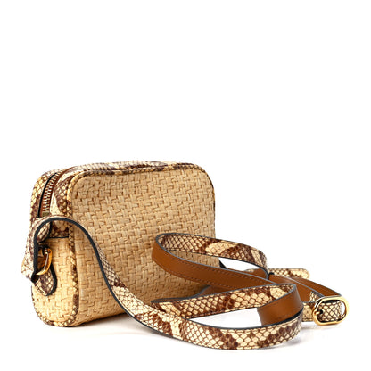 Gucci Raffia Elaphe Mini Ophidia Shoulder Bag Natural Cream Brown 3 of 11