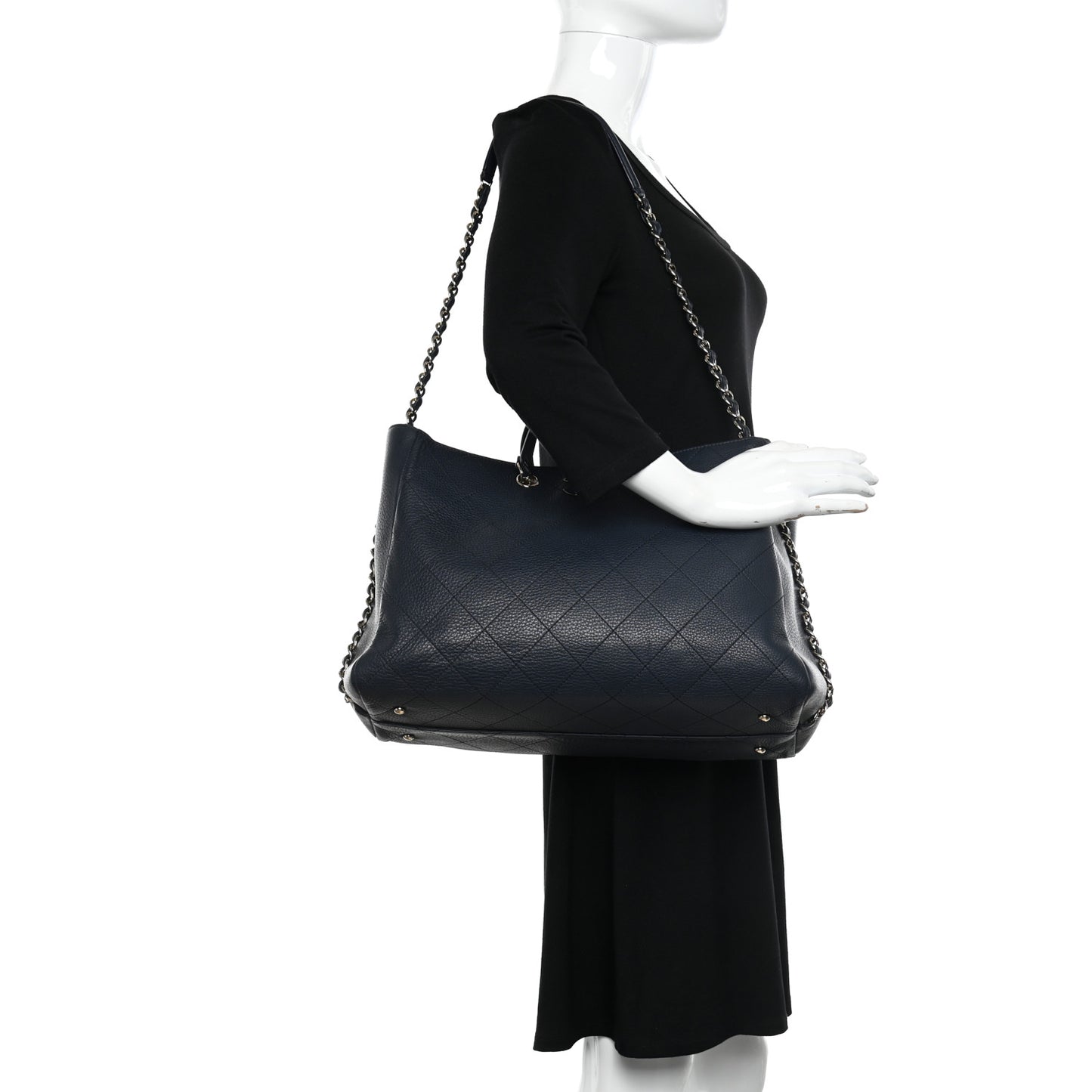 Bullskin Stitched Large Shopping Bag Black