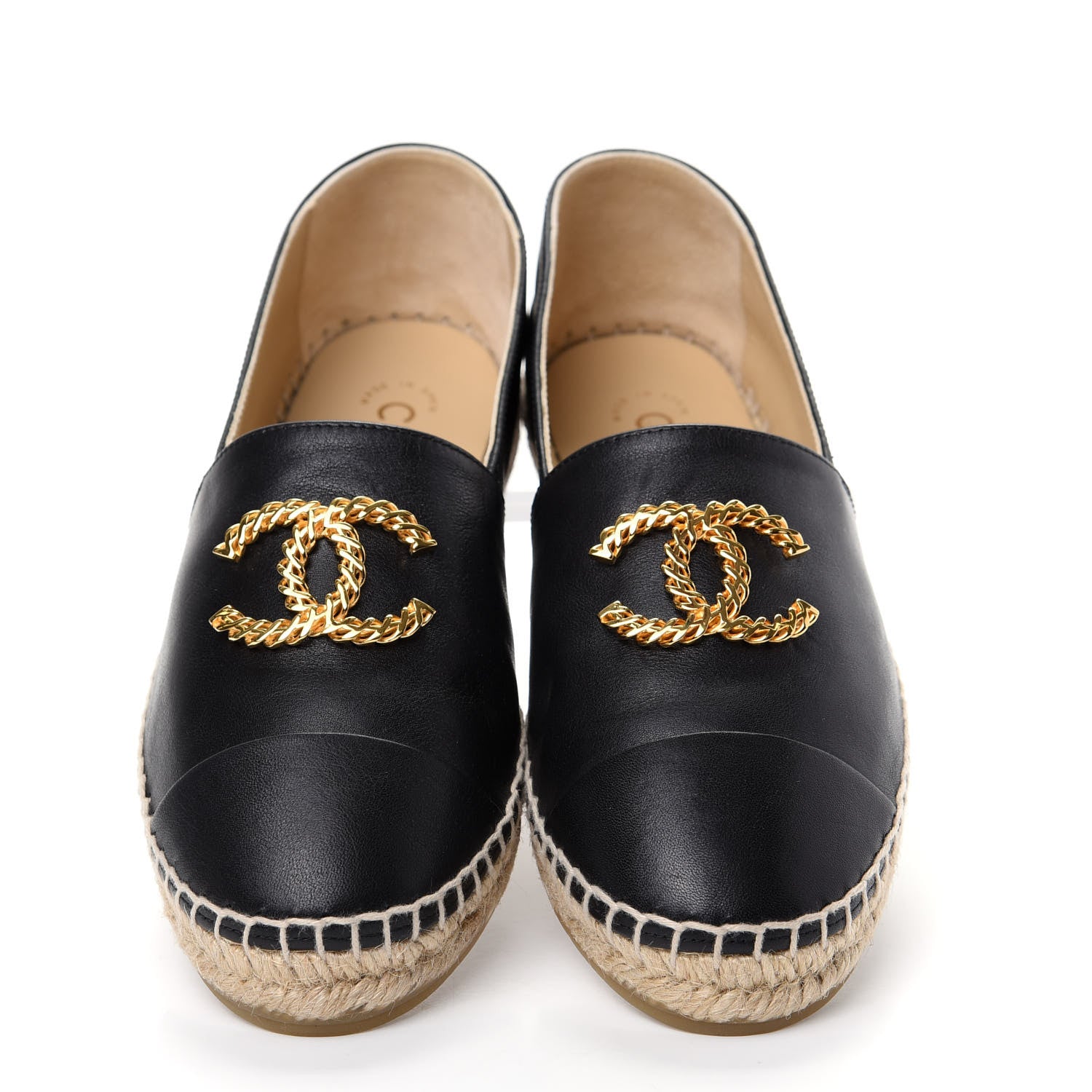 Chanel Calfskin Chain CC Espadrilles 38 Black 5 of 11