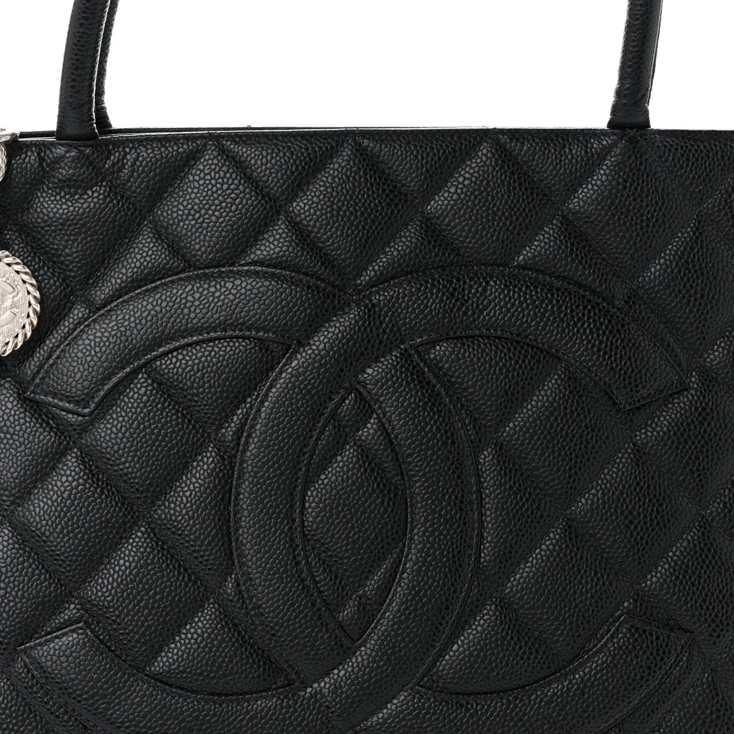 Caviar Quilted Medallion Tote Black