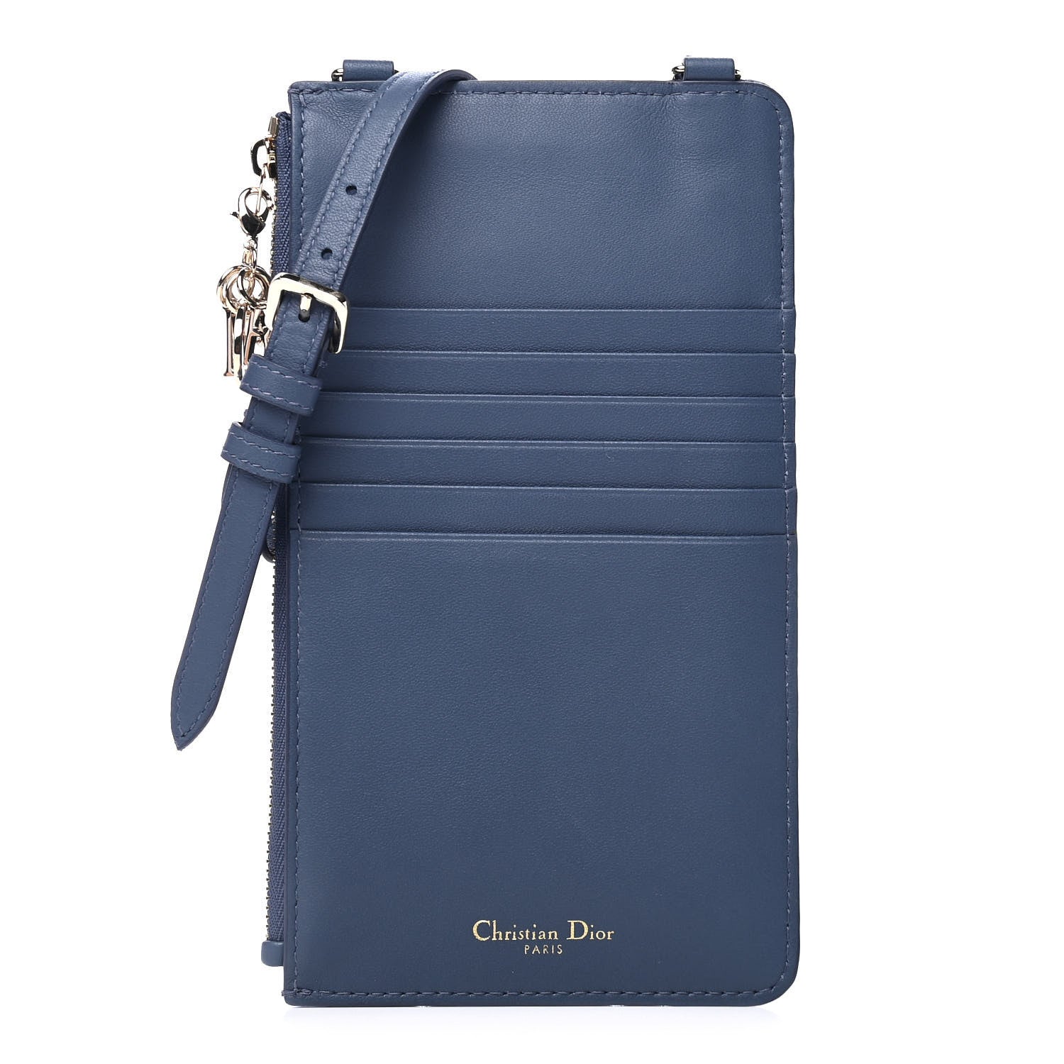 Christian Dior Lambskin Cannage Lady Dior Long Wallet Denim Blue 1 of 5