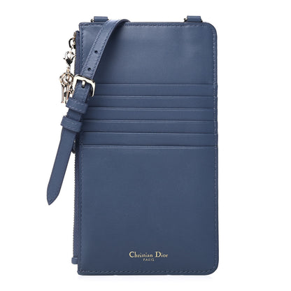 Christian Dior Lambskin Cannage Lady Dior Long Wallet Denim Blue 1 of 5