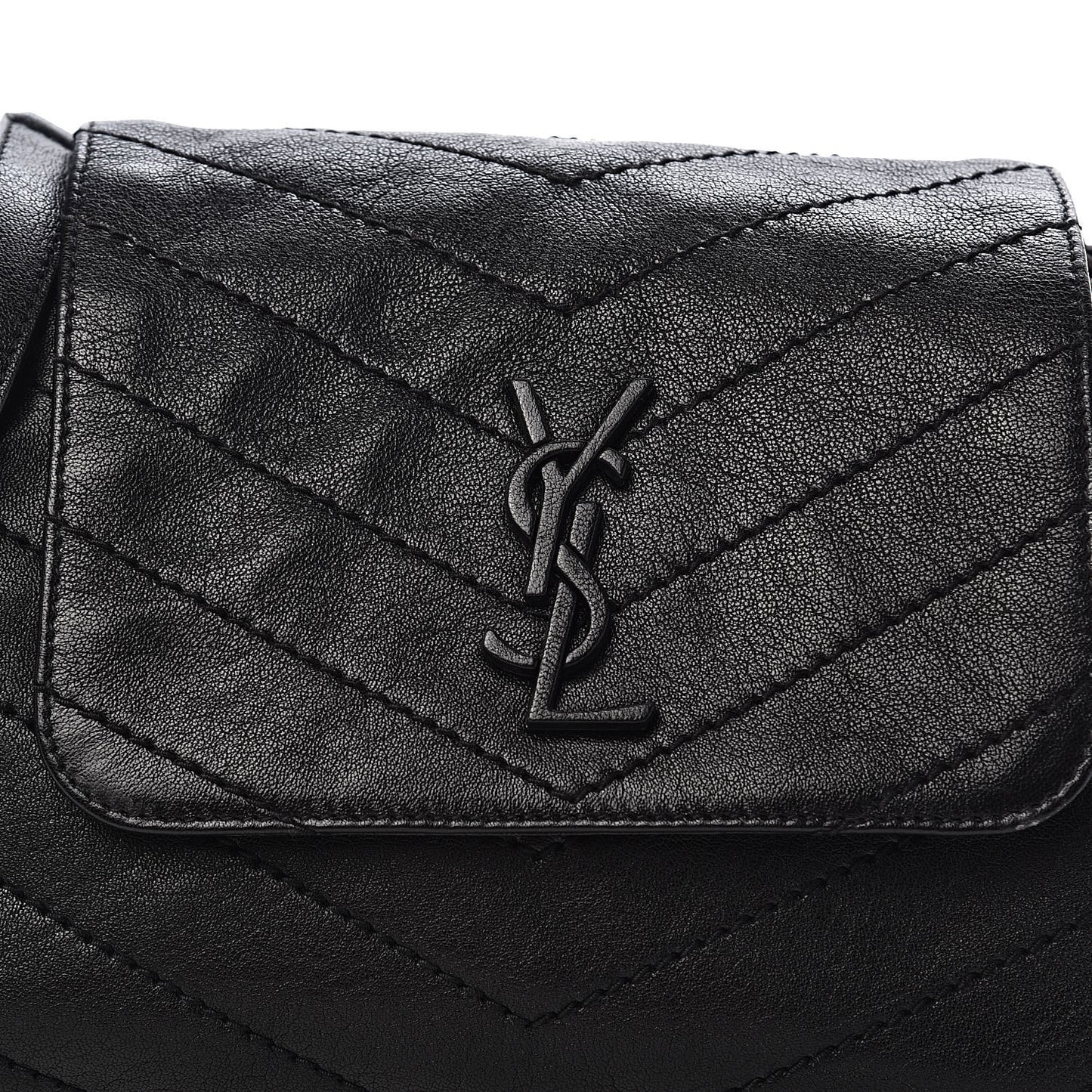 Pebbled Lambskin Chevron Monogram Small Nolita Black