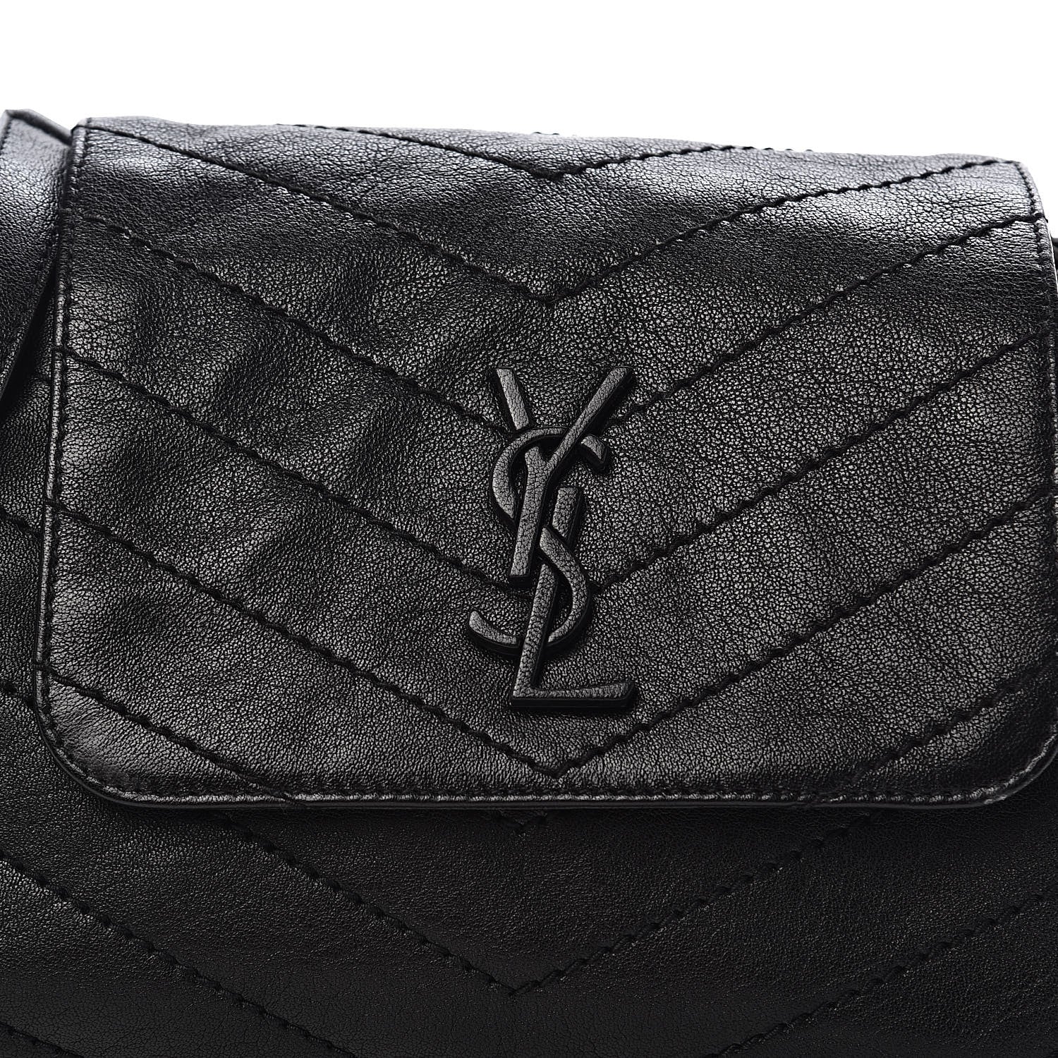 Saint Laurent Pebbled Lambskin Chevron Monogram Small Nolita Black 9 of 9