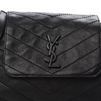 Saint Laurent Pebbled Lambskin Chevron Monogram Small Nolita Black 9 of 9