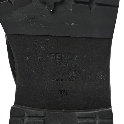 Fendi Calfskin Stretch Fabric Rockoko Biker Boots 38.5 Tobacco Black Marino 7 of 10