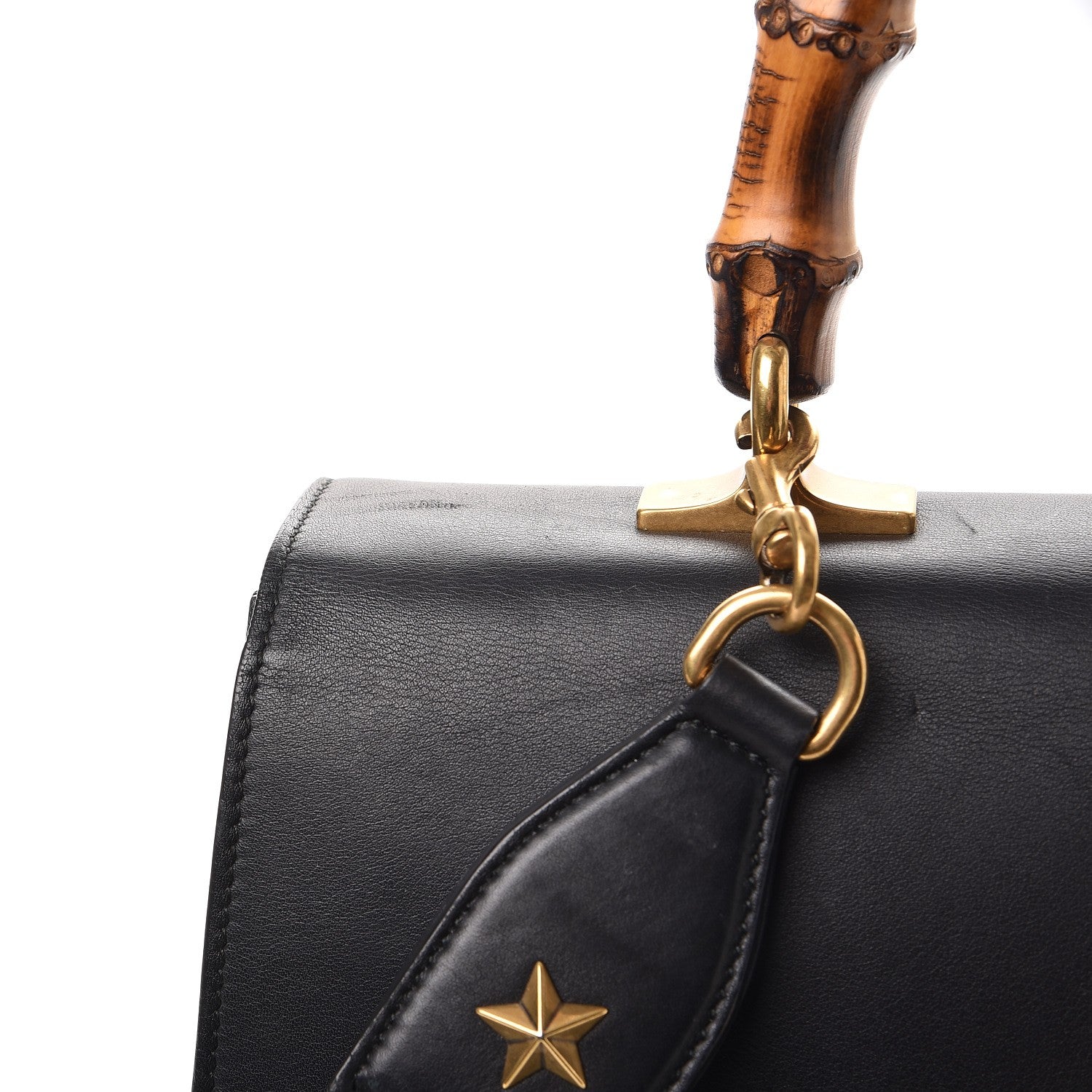 Gucci Moon Calfskin Web Large Dionysus Bamboo Top Handle Bag Black 12 of 21