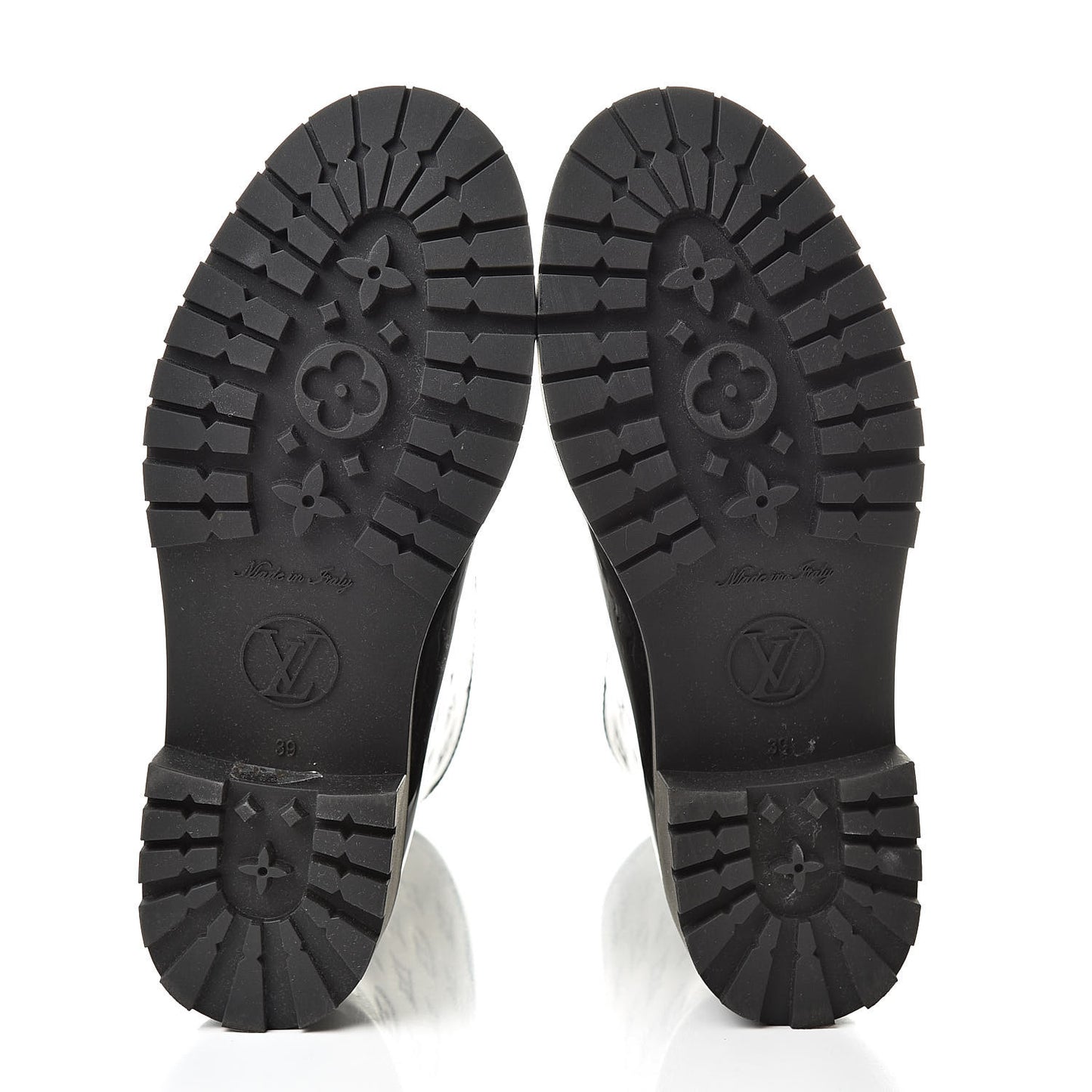 Rubber Embossed Monogram Drops Flat Half Boots 39 Black