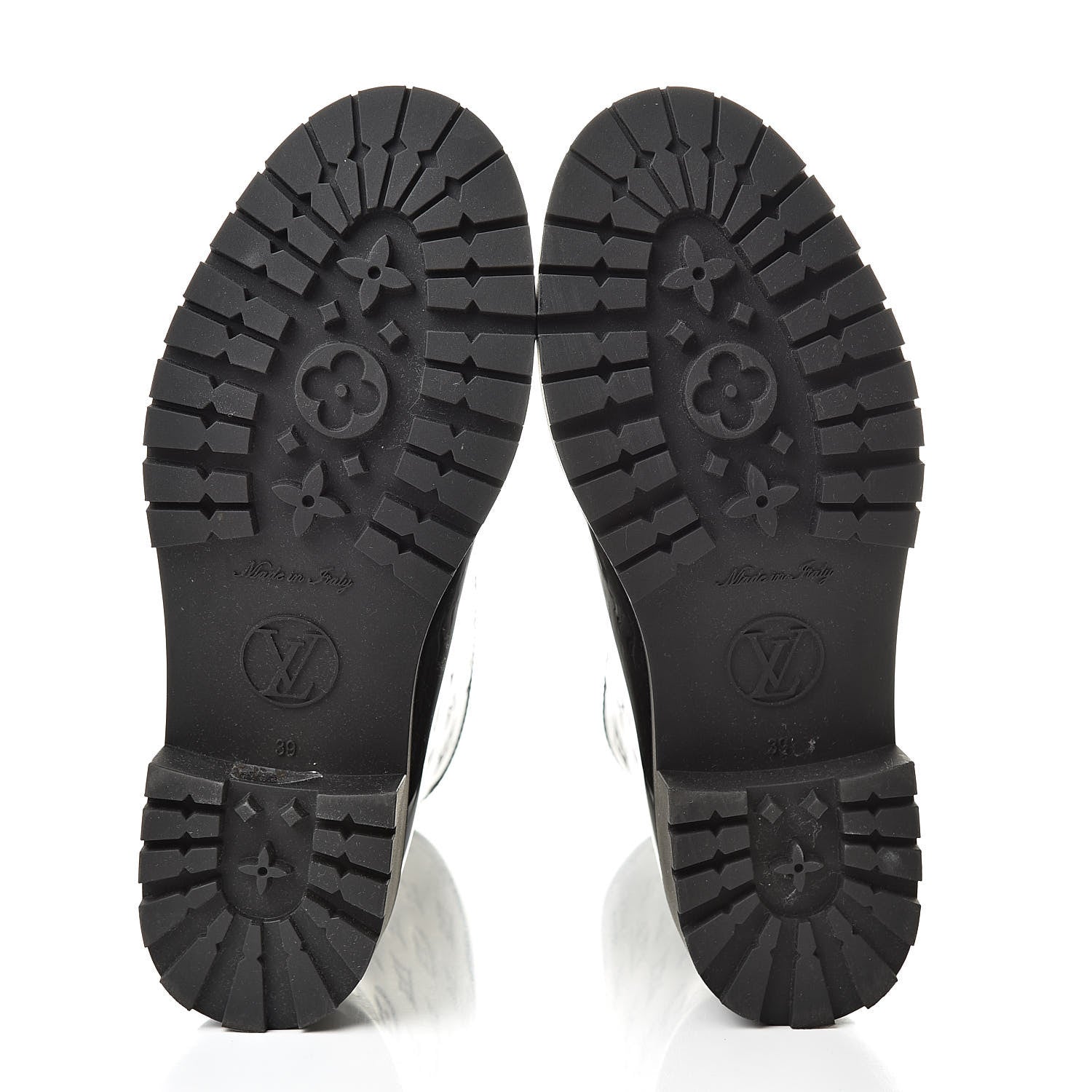 Louis Vuitton Rubber Embossed Monogram Drops Flat Half Boots 39 Black 5 of 8