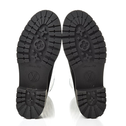 Louis Vuitton Rubber Embossed Monogram Drops Flat Half Boots 39 Black 5 of 8