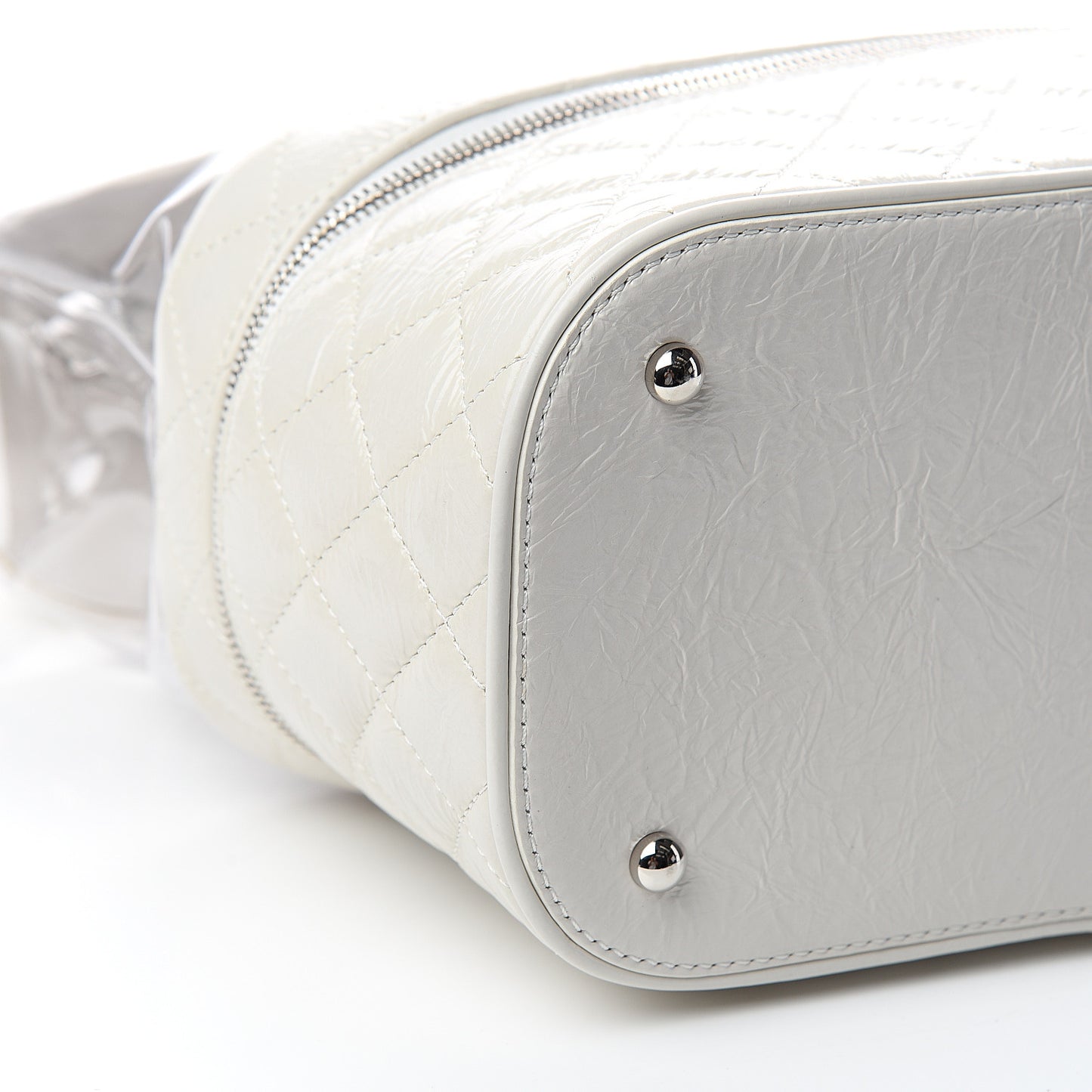 Crumpled Calfskin PVC Quilted Backpack White